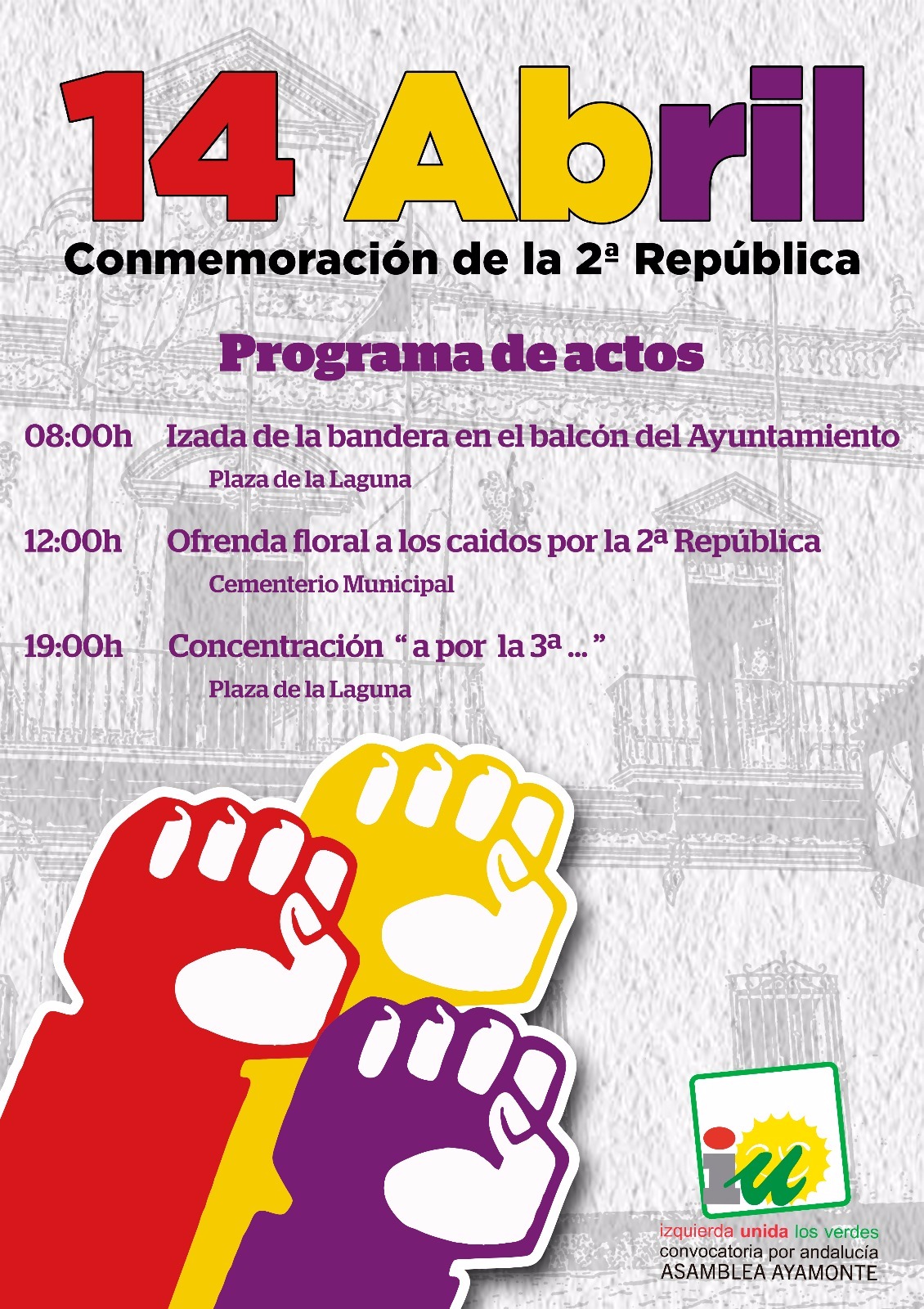 Actos conmemorativos del 14 de Abril, proclamación de la II República.