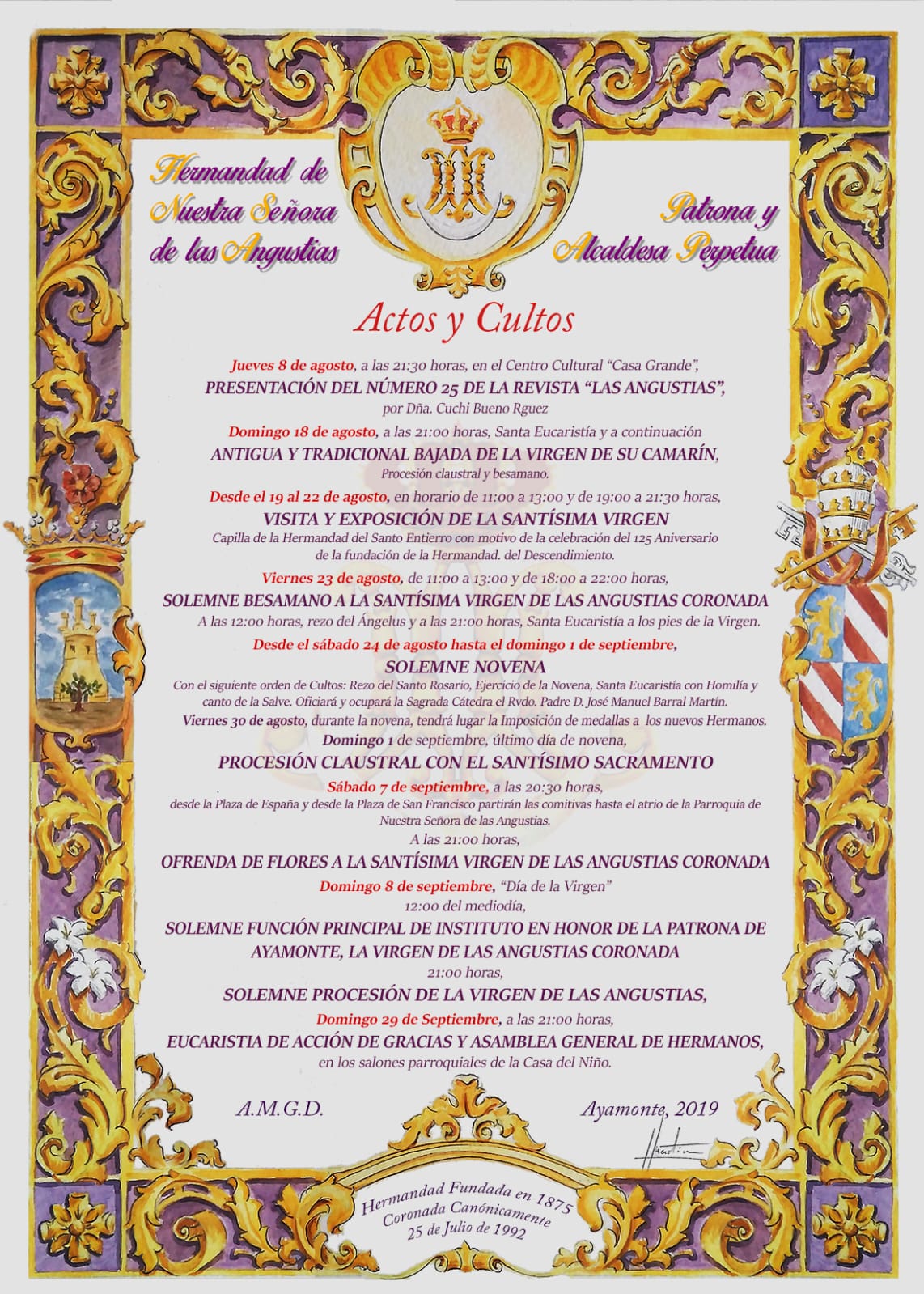 CONVOCATORIAS FIN DE SEMANA DEL 16 AL 18 DE AGOSTO
