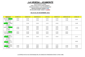 Programación cines La Dehesa Ayamonte del 3 al 9 Diciembre